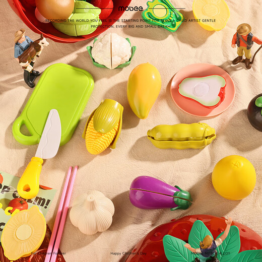 Mobee Fruit Cut Toys Ensemble de légumes pour enfants peut mâcher un cadeau d'anniversaire de fille de pomme époustouflée