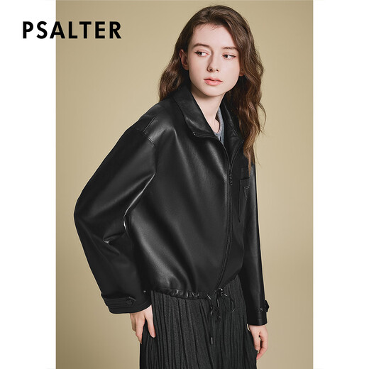 Psalter (Psalter) Spezielle Auswahl an Retro -Schaffell -Rollover -Hülle -Mode -Kurzjacke Lederjacke 2025 Frühling neuer Stil Schwarz M