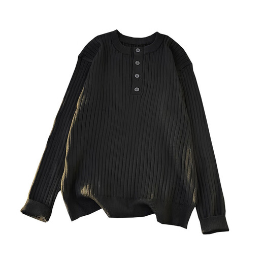 XUEDEYA Chaoshan sweater men's pit texture Henry collar solid color long-sleeved sweater men's American texture pullover sweater white M