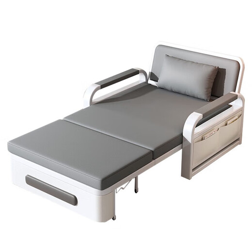 Faltungssofa Bett Ein-zu-Eins-Dual-Purple-Einzelbett-Multifunktion neuer Sitzkissen mit kleinem Büro Schrumpfbett Platz grau [82 cm Lagerung] 7 cm Schwamm