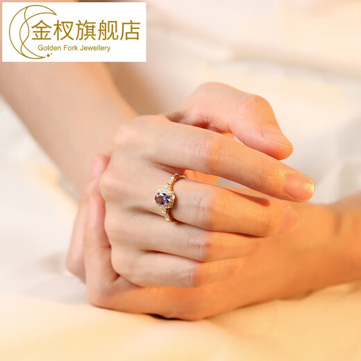 Golden fork tanzanite ring women's s925 silver niche design ring tanzanite bare stone self-discipline couple ring index finger ring 01#s925 silver tanzanite ring