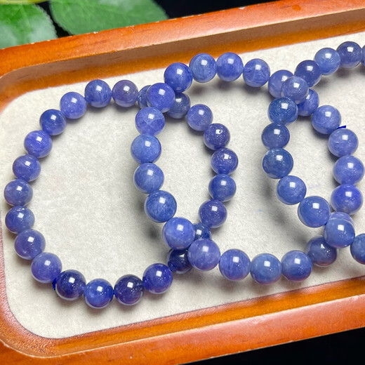 Shiyi Natural Tanzanite Bracelet Single Circle Men's and Women's Amethyst Ocean Heart Bracelet Simple Jewelry Gift 4 About 7mm/String