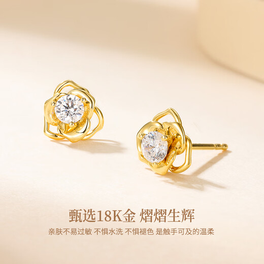 Promise of Love Iris 18K Gold Earrings for Women Colorful Gold Earrings Anniversary Birthday Gift for Girlfriend and Wife
