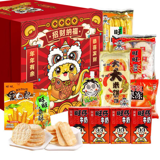 旺旺零食大礼包雪饼仙贝1888g送儿童礼物礼盒年货礼品休闲食品组合装 礼盒装1498g旺旺米果大礼包
