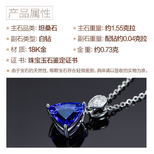 COASZE Tanzanite Necklace 18K Gold Diamond Tanzanite Pendant Women's Tanzanite Necklace