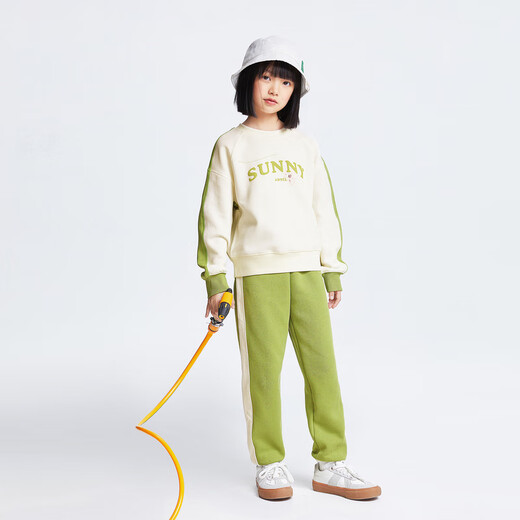 安奈儿（Annil）童装女童圆领长袖卫衣2025春新款 奶糖白 170