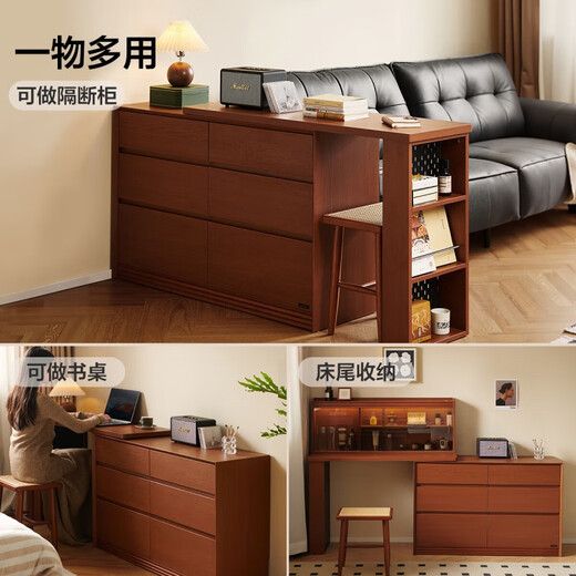 Quanyou Home Antique Bedroom Furniture Storage Storage Cabinet Bucket Cabinet Integrated Dressing Table Display Cabinet Sofa Side Cabinet Retro Brown | Bucket Cabinet + Stand + Lighted Storage Rack + Stool