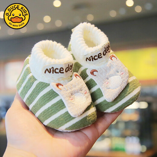 G.DUCKKIDS little yellow duck baby shoes Spring and Autumn new style toddler single shoes soft sole 0-1 year old children anti-slip newborn baby socks shoes FB-566 green 11 cm inner length (about 0-4 months)