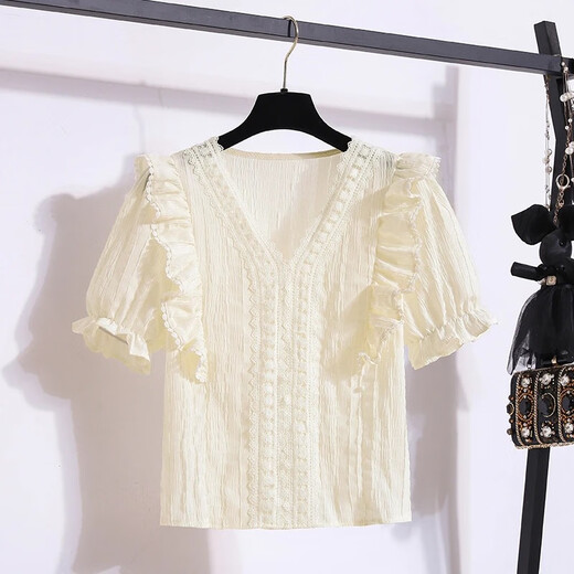 熊司令150小个子套装气质感2024大码女装韩版夏季短袖女小香风上衣 单件上衣9226款 S  建议70-85斤