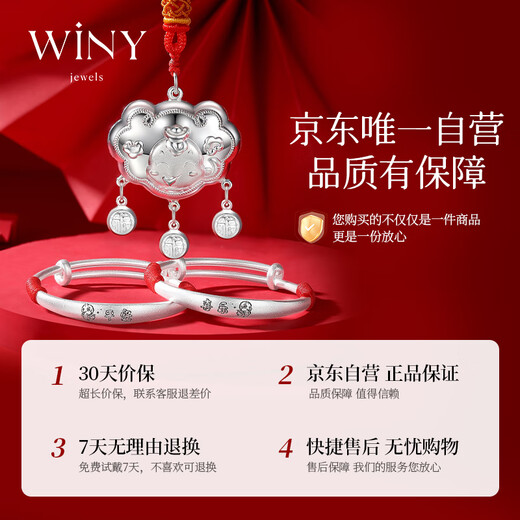 Seulement (Winy) Snake Baby Silver Bracelet Set Baby Longevity Lock 9999 Foot Silver NOUVEAU EN FOLUS MOIS ANNÉE CENT JOUR CADEAU