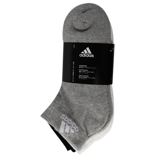 阿迪达斯（adidas）官网官方袜子男袜女袜 春季新款运动袜三双装透气短袜休闲袜子 IC1283/中麻灰/黑/白/三双装 M(39-42码)