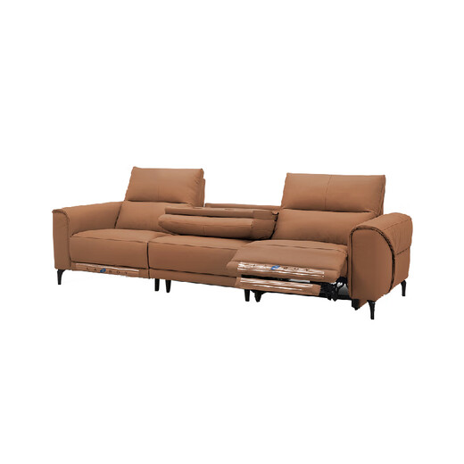 Lezhibao Lazboy authentique cuir canapé salon zéro contre le mur renversé 2025 Nouvelle fonction électrique Sunset Avenue 677 Sunset Orange - Grand - 3 personnes Dual Electric - avec renversement