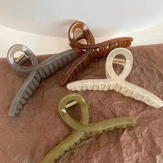 Lika Shi Large Hair Clip Shark Clip Acrylic Hair Ornament Temperament Bangs Hair Clip Back of Head Hair Clip Hair Ornament Jelly Coffee 11CM