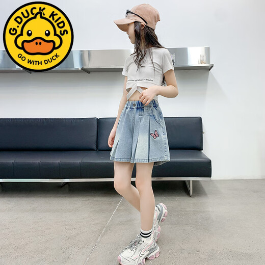 Gduck Kids Little Yellow Duck Girls Denim Shorts Summer New Style mit mittlerem Stil mit mittlerem Stil.