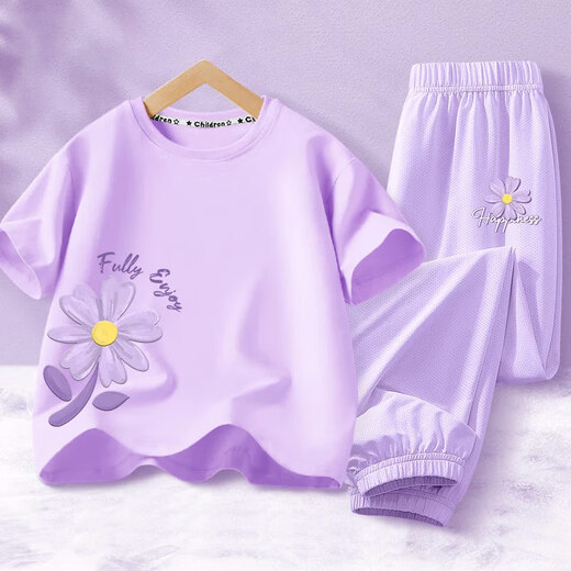 Yalu Girls Sommer Kurzarm T-Shirt 2025 Neue Jungen große Kinder mit atmungsaktivem Hosen Kinderset Dan15673 White + NHZ15682K Green 150