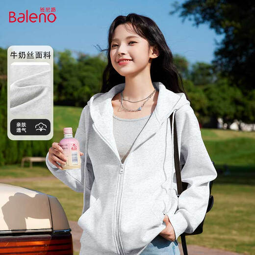 Baleno hooded trendy sweatshirt for women in 2025 spring and autumn new casual small sports cardigan Korean atmosphere clothing