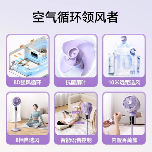 
Skyworth air circulation fan electric fan household intelligent voice remote control large wind power light sound platform dual-purpose circulation fan fan turbo ventilation fan Icelandic system Q859 [intelligent voice model] upgraded and increased by 1050mm-white