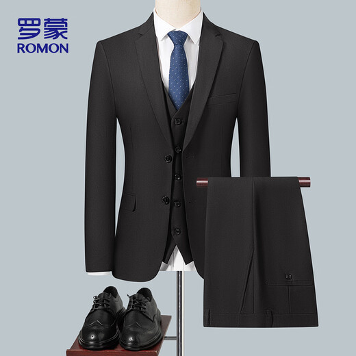 Romon suit suit men's business suit professional formal suit groom groomsmen wedding dress jacket black 2XL