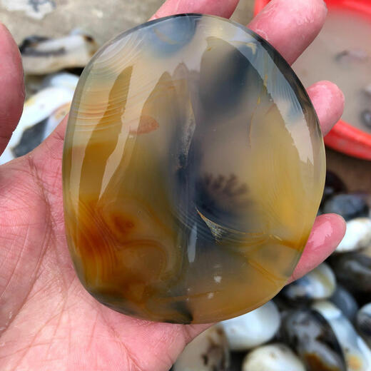 Aquatic agate, easy to play with, ocean chalcedony handle, pendant, original color white veined agate 50-100g