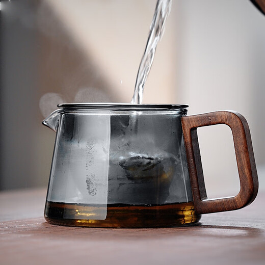 Quandu Teapot Glass Tea Maker Thickened Heat-Resistant Glass Teapot Wooden Handle Filter Teapot Kung Fu Tea Set