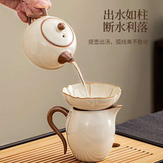 Fat Donglai's same tea set gift box as a gift for Ruyao Kungfu Home 2025 New Light Luxury Office Drinking Tea Huang Ruyao Yuehe Covered Bowl Set 9 Pieces