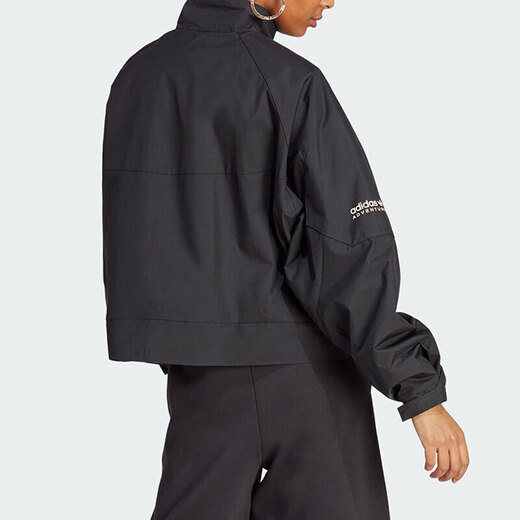 Adidas clover Frauenkleidung 2025 Frühling neuer Sportbekleidungskragen Kragen -Strickjacke Mode gewebte Windschutzjacke IB7374 Schwarz XS