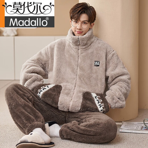 Modal 2025 Neues Korallenleiden-Pyjamas für Männer mit samtig verdickten Winter-Teenagern können Hauskleidung außerhalb des XQ9928 m kleiner Größe tragen: 150-155 cm (70-90jin [Jin gleich 0,5 kg]))