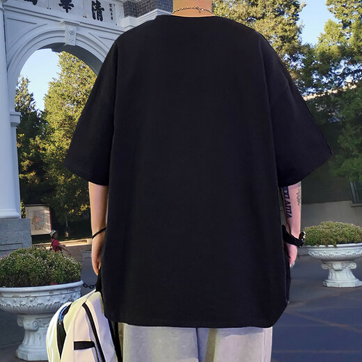 尘行者美式重磅短袖t恤男纯棉夏季宽松上衣服五分半袖学生ins潮牌打底衫 【畅销版 230G短T】T632白色 XL