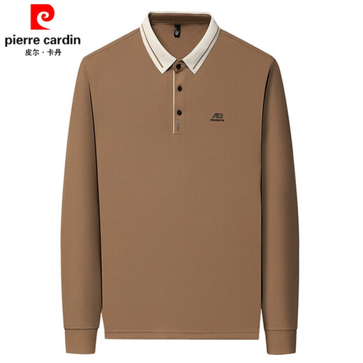 Pierre Cardin Marke Traaceless Ice Seide Langarmed T-Shirt für Herren Spring- und Herbst-Revers-Polo-T-Shirt modisch und vielseitig Casual Sweatshirt T Carbon Asche 16823 m