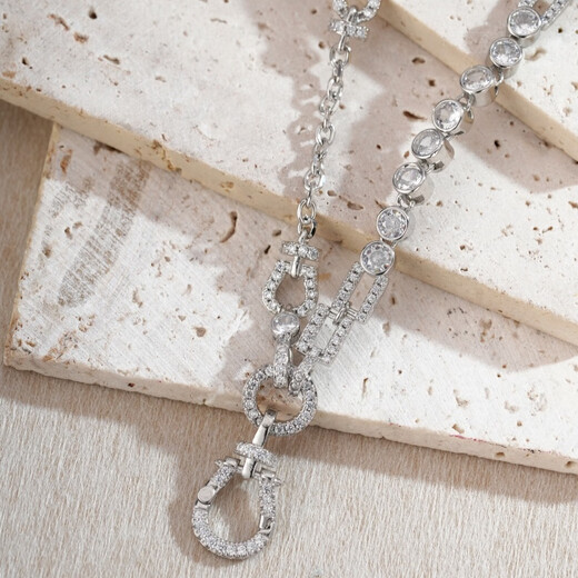 POP-encrusted diamond horseshoe buckle chain 18k gold plated adjustable universal chain pendant lanyard jade pendant lanyard DIY versatile zircon horseshoe buckle universal chain