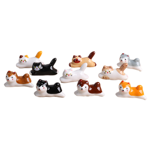 Jin Geyu Japanese-style cat chopstick holder Japanese-style ceramic cat puppy Shiba Inu ornaments chopstick holder chopstick holder cartoon exquisite home small Shiba Inu dog complete set of 5