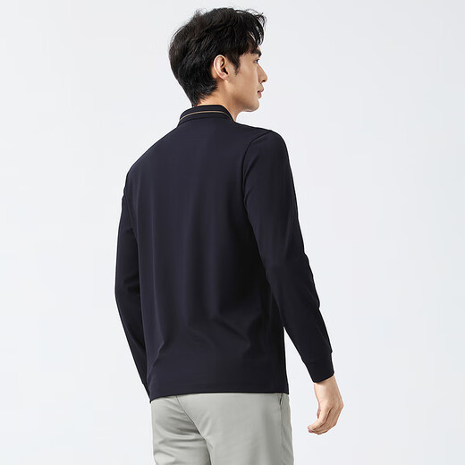 Qipai long-sleeved POLO shirt for men in spring business commuting to work casual lapel bottoming top