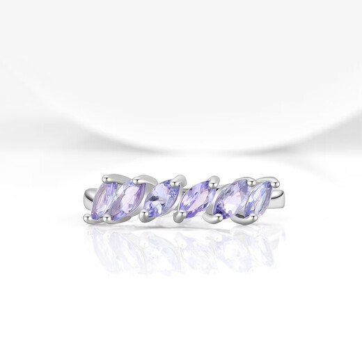 Shilian Natural Color Gemstone Tanzanite Flower Ring Original Design Women's Hand Accessories Fashionable Simple High-End