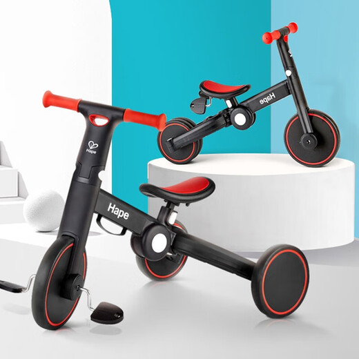 Hape Children's Tricycle, Balance Bike, Two-in One Foam Tire, regalo para niños y niñas, Balance de equilibrio multifuncional 1.5-5y, negro