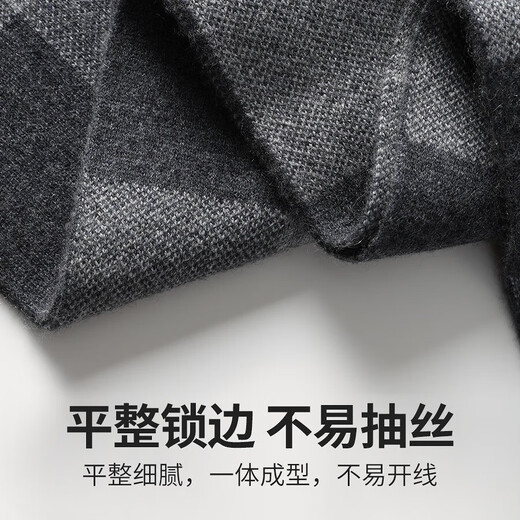Hengyuanxiang Cashmere Scarf Men's Autumn and Winter Classic Plaid Warm Scarf for Boyfriend's Birthday Gift Box Black