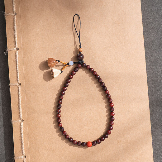 
Beiyipin Zen Chinese style mobile phone chain lanyard wrist style natural green sandalwood beaded mobile phone chain hanger exquisite high-end male zodiac year pendant