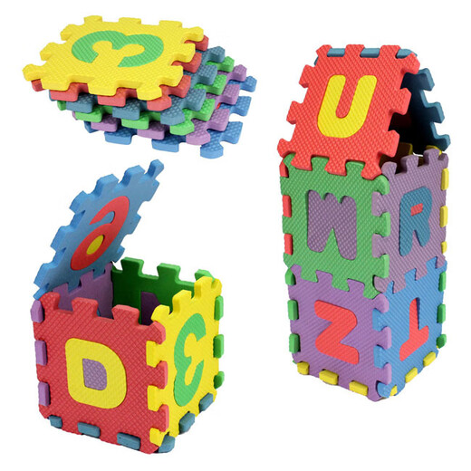 Shantoulin Village Eva Buchstabe Puzzle Kinder Baby Baby digitales Spielzeug Eva Schaumbodenmatte 36 Teile extra Größe jedes Stück 9*9 cm 36 Teile insgesamt