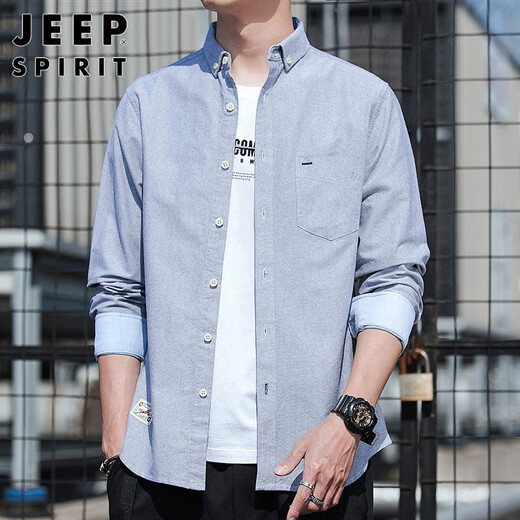 JEEP SPIRIT吉普长袖衬衫男休闲外套男装春夏季衬衣男士纯棉潮流衣服