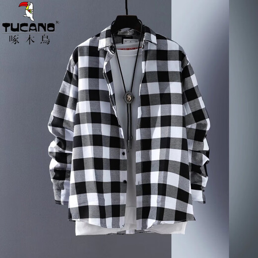 Carpintería de carpintero (tucano) camisa a cuadros de la camisa a cuadros de la primavera y otoño de la mano de manga larga camisa suelta camisa suelta estudiante juventud ropa de pulgada 6908 camisa roja l