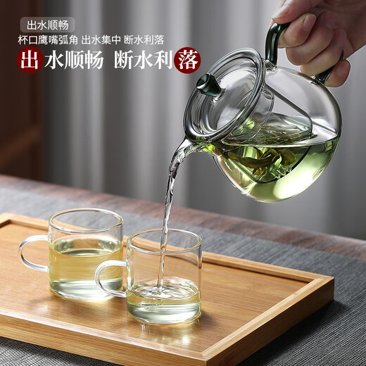 Bo Naling heat-resistant glass teapot, thickened tea water separation, simple filtered flower teapot, high-looking teapot, stove-cooking teapot, Yurun teapot-570ML