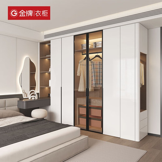 Gold Medal Wardrobe Official Customized Wardrobe Modern Overall Wardrobe Bedroom Large Wardrobe Cloakroom Wardrobe Whole House Customized Furniture Prepayment