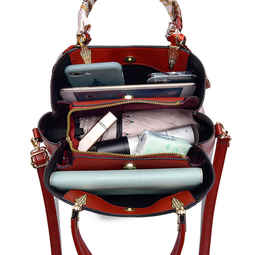 Bo Na Ling wedding bag bride's portable cross-body bag mother's bag Qiji red large capacity New Year's Eve gift for wife and mother handbag burgundy