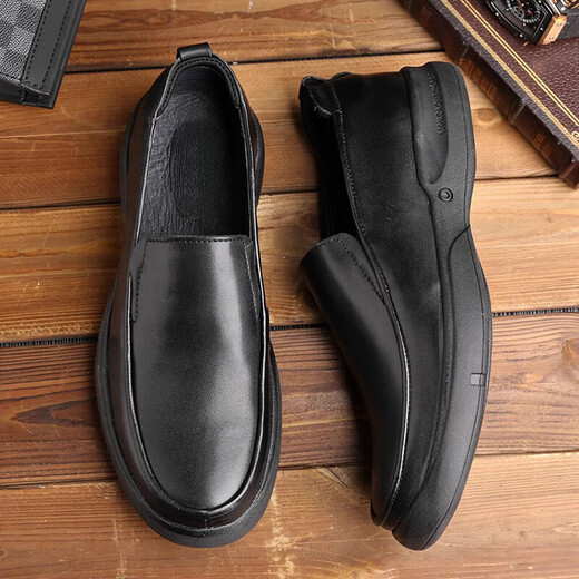 Prodigaler Sohn klatschend lässige Lederschuhe Herren Frühling und Herbst 46 Weitfuß großer Größe Weiche Bodenschicht Cowhide 47 ein Fuß 48 Business Dad Schuhe Echtes Leder Schwarz 3895 Echtes Leder Inner 38 240mm