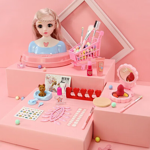 Juguetes de caja cosmética para niños Toys Girls Princess Simulation Play House Juego de niñas no tóxicas bebé 3-6 años 5 Caja de maquillaje Set 48pcs que se dan cuenta del sueño de la princesa