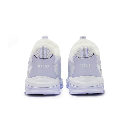XTEP children's shoes for girls, medium and large children, outdoor non-slip shock-absorbing sports cotton shoes, new white/snow purple, size 35