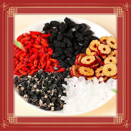 Eryabei Pang Donglai Mulberry, Wolfberry, rotes Date getrockneter Kamellien -Obst -Tee, Männer und Frauen bleiben spät wach und sind müde, Qi und Bluttee, Mulberry, Wolfberry, rotes Date -Tee aufzufüllen [10 Packs]