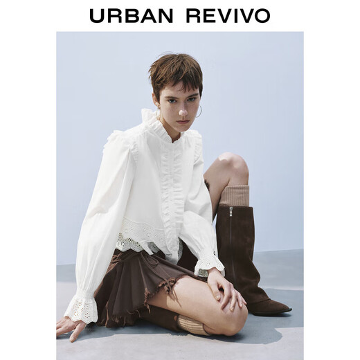 UR2025 Spring New Women's French Romantic Hollow Lace Loose Cardigan Shirt UYL250014