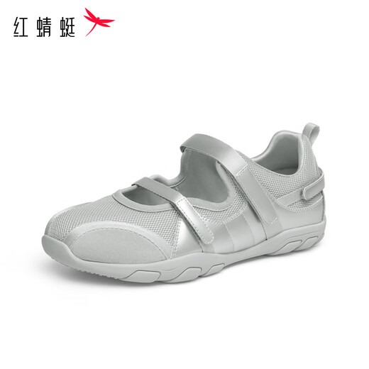 红蜻蜓玛丽珍鞋2025春季女鞋泡芙单鞋软底芭蕾休闲鞋WLB15127银色37