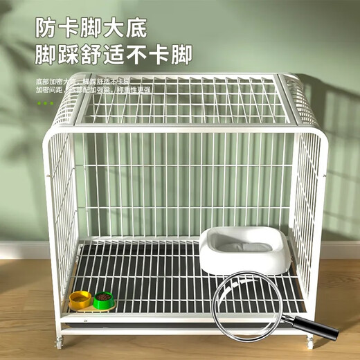 Dog cage small dog indoor stainless steel cage with toilet Shiba Inu Corgi pet cage dog fence thick and reinforced 110#1107293cm classic black