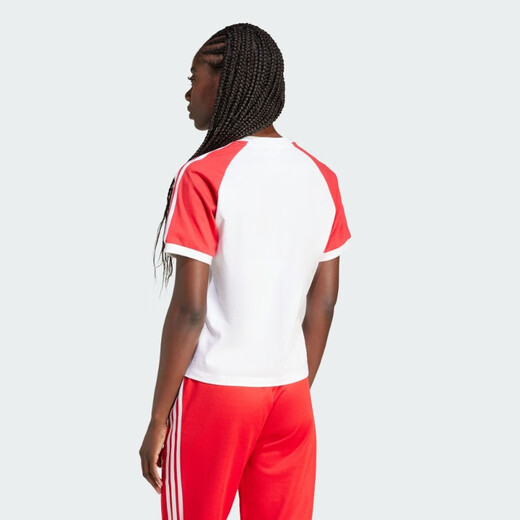 阿迪达斯 （adidas）SPORTY & RICH联名运动短袖T恤女三叶草JI9274 白/深靛蓝 XS